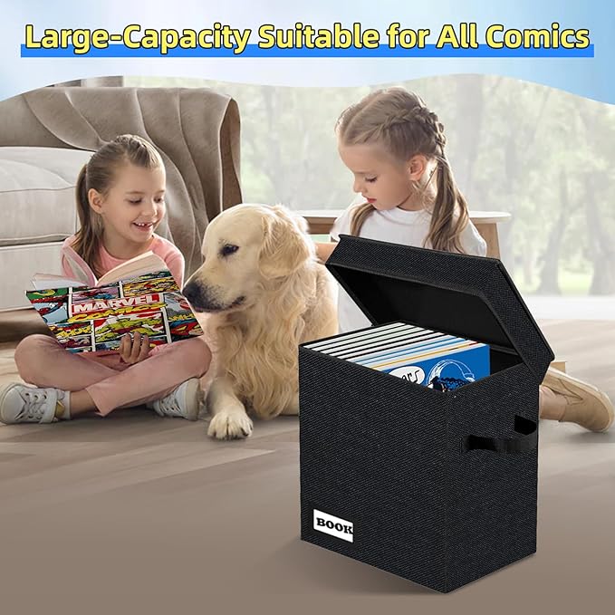 5 PackCollection Comic Book Storage Boxes, Protector Organizer 11.8" X 9.8" X 7.8" Collapsible Short Box Holds 160-180 Comic Book Heavy Duty Bin Container Holder Shelf