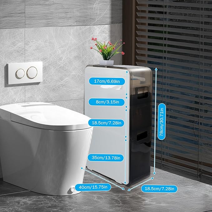 Ultra Thin Bathroom Locker Plastic Locker with Drawers for Living Room, Bathroom, Kitchen, Room and Other Small Items(3 Tiers)