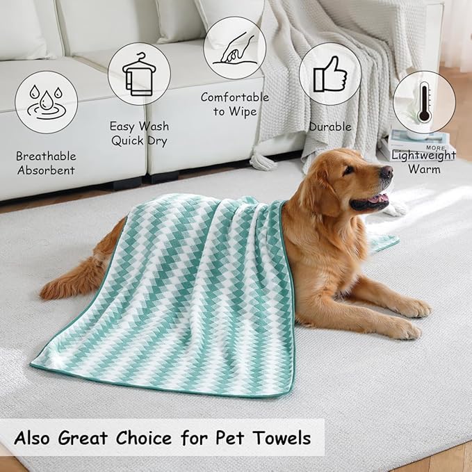12 Pcs Turquoise Diamond Towel Set-4 Bath Towels,4 Hand Towels,4 Washcloths Soft Polyester Towels with Loop Absorbent Shower Towel Quick Dry Beach Chair Towel Family Towels for Bathroom Spa Gym Pool