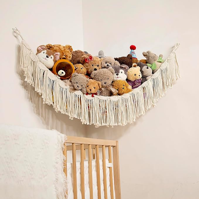 Stuffed Animal Net Hanging Organizer Children's Room Stuffed Animal Toy Hammock for Teddy Net Corner Toy Net for Bedroom Decor