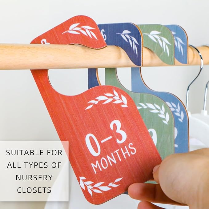 Baby Closet Dividers Clothes Organizer Baby Shower Nursery Decor Wooden Double-Sided Colorful Hanger for Newborn to 24 Months