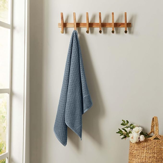 Great Bay Home Blue Bath Towel - 100% Cotton - Absorbent, Durable, Quick-Dry Towels for Bathroom (Blue, 54" x 27")