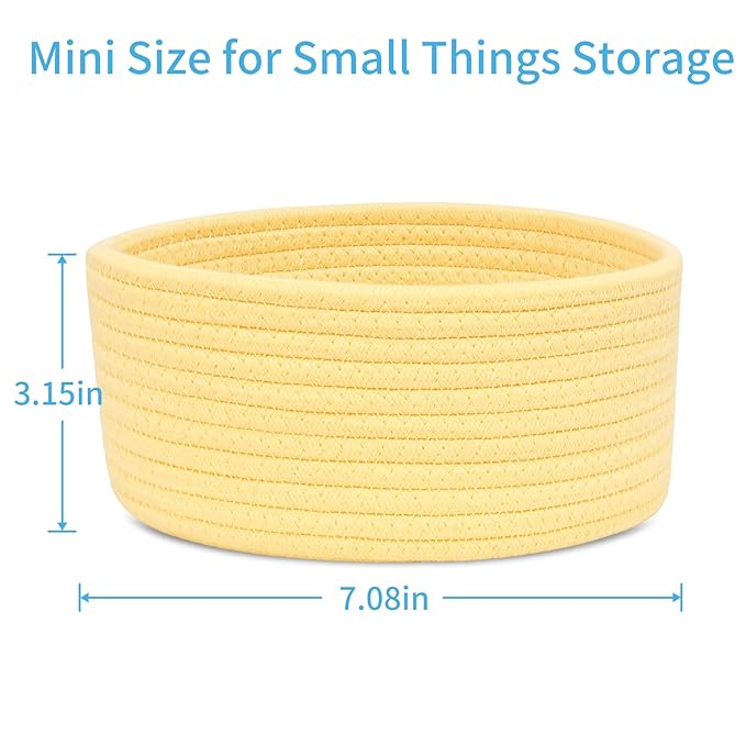 ABenkle 2 Pack Small Baskets, Cotton Rope Woven Basket, Cute Mini Tiny Storage Baskets, Decorative Boho Basket for Nursery Living Room Bedroom Shelf, Empty Gift Basket