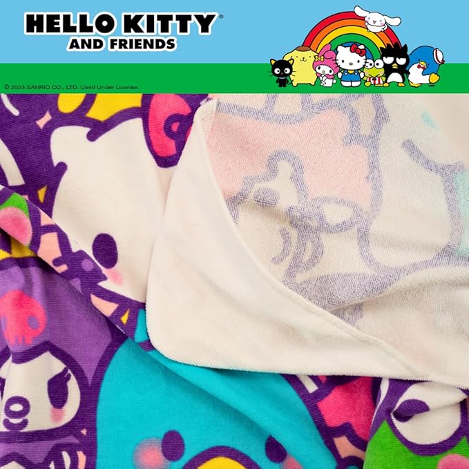 Hello Kitty & Friends Kids Super Soft Bath/Pool/Beach Soft Cotton Terry Hooded Towel Wrap, 24 in x 50 in, (Officially Licensed Product) By Franco