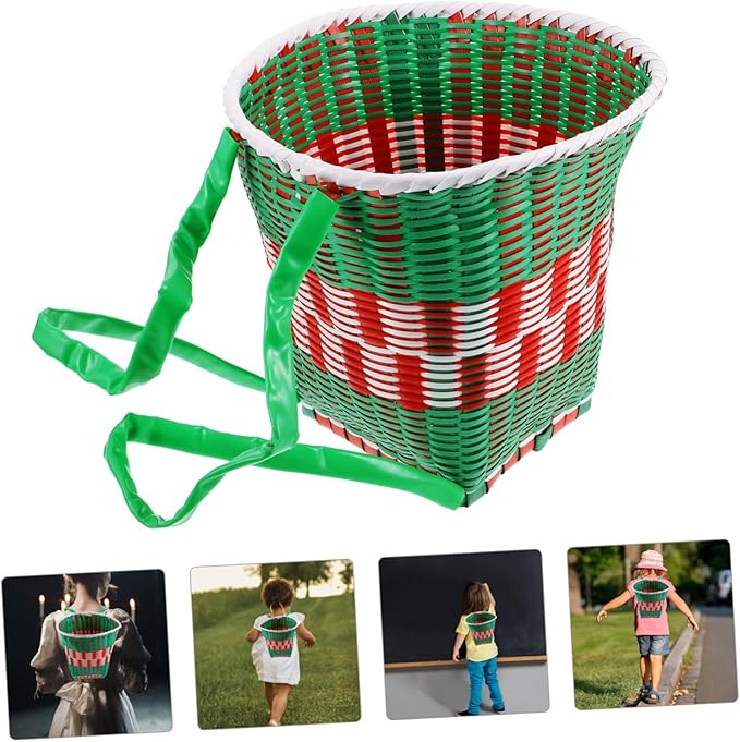 POPETPOP Hand Woven Dance Props Backpack for Girls Toy Storage Baskets Decorative Woven Knapsack Rustic Boys and Girls Decorative Basket