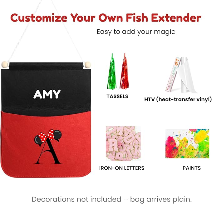 2026 2025 Cruise Fish Extenders For Disney Door Single Two Pockets Felt Personized Gift Exchange Mail Bag Pixie Dust (RED, one pocket)