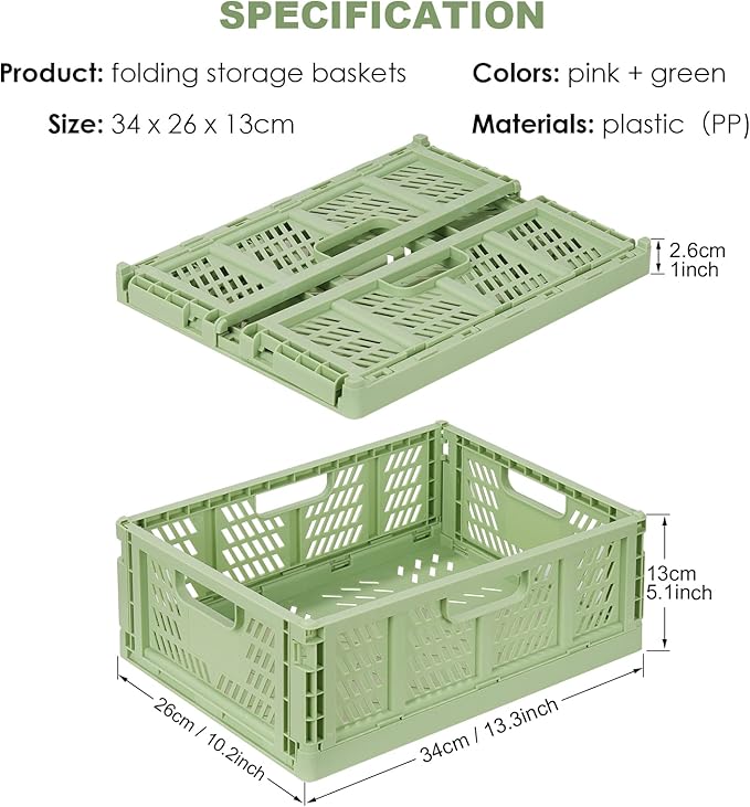 Plastic Drawer Organizer 4-Pack Collapsible Storage Boxes Crate Stackable Folding Basket Closet Containers Toy Organiser for Home Office Bedroom Kitchen Pull Out Under Bed- Colorful