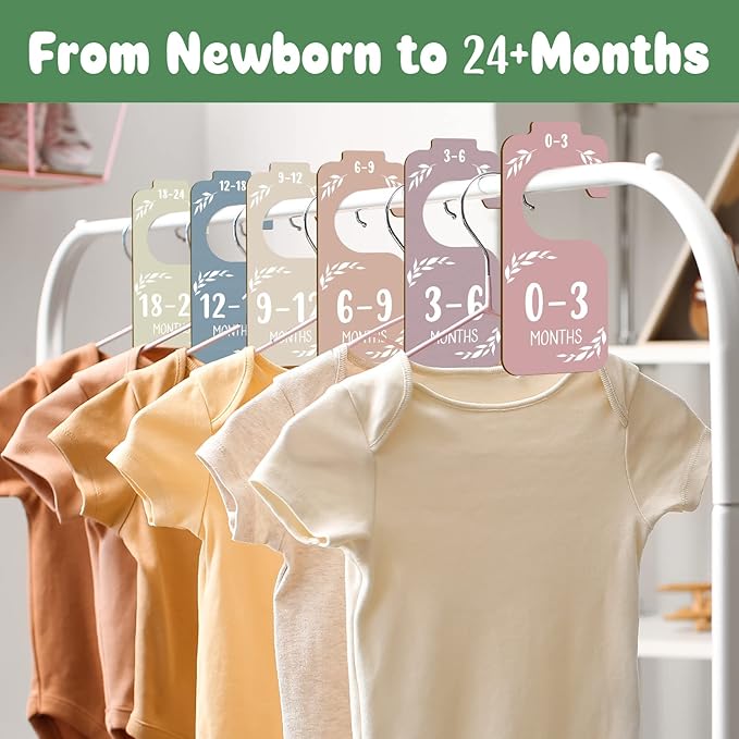 Wooden Baby Closet Dividers for Baby Clothes Organizer,Colorful Baby Closet Organizer For Nursery Decor,Baby Clothes Dividers For Closet Size Hangers for New Mom Dad Parents
