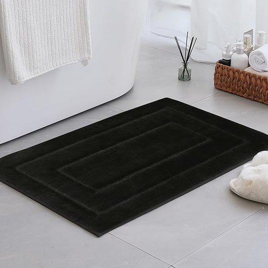 GRANNY SAYS Black Bathroom Rug, Non Slip Bath Mats for Bath, Super Soft and Water Absorbent, Microfiber Bath Rugs, Machine Wash Dry, Bathroom Rugs for Floor, Tub and Shower, 20 x32