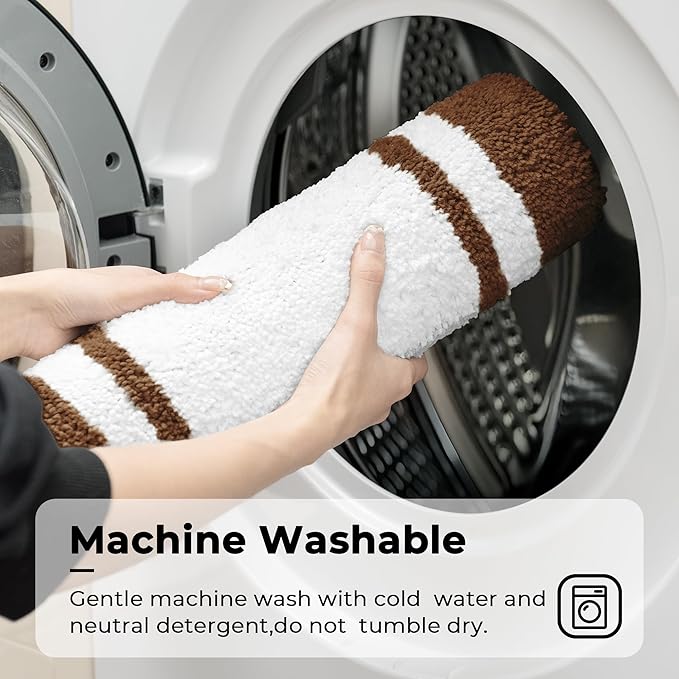 GRANNY SAYS Microfiber Bathroom Rugs Non Slip Washable, Water Absorbent Bath Mats for Tub, Soft Bath Mats for Bathroom Floor & Shower, Bath Rug, 16" x 24", Brown Bath Rugs