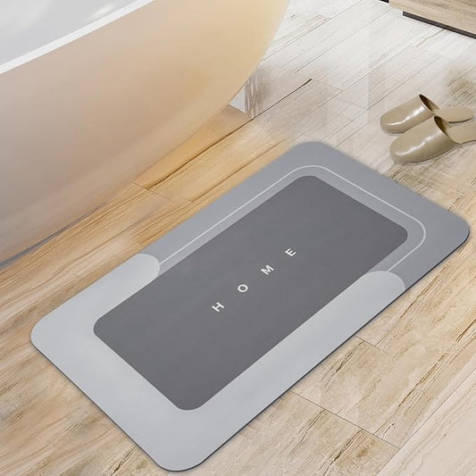 Housego Absorbent Bath Mat Magic Rug, Quick Drying Mat Magic Bath Mat Non-Slip Floor Rug Rubber Backed for Bathroom Kitchen Shower Sink, Water Absorbent (1PC, 15.7''x23.6'', Dark Gray)