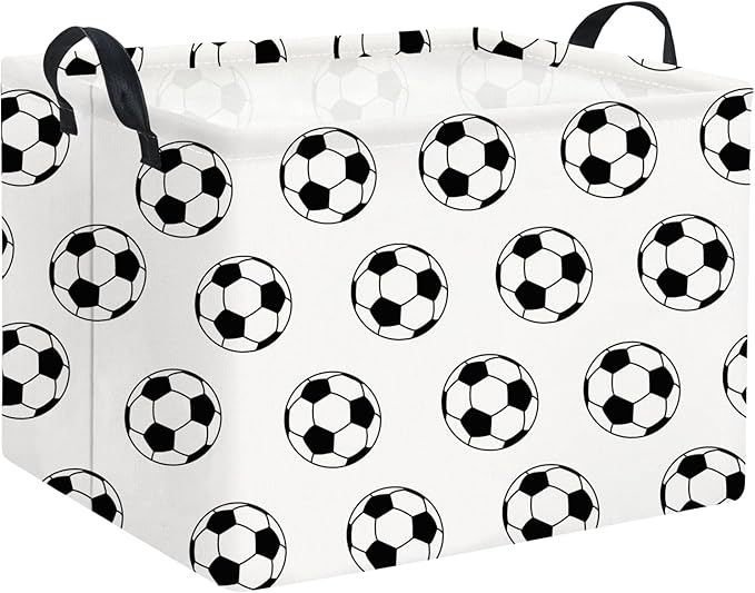 Rectangular Soccer Basket Kids Baby Storage Basket Cute Kids Toy Storage Bin Organizer Shelf Book Room Decor(Soccers)