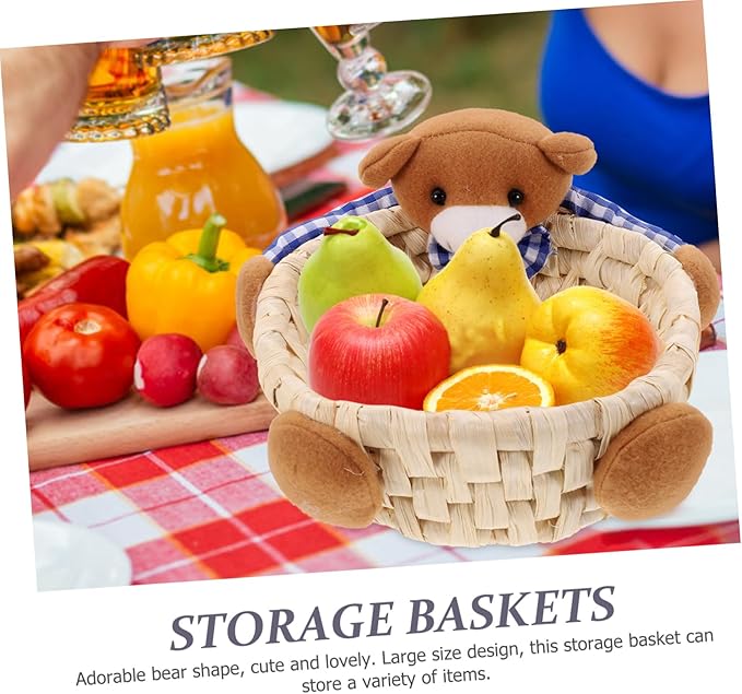 Sundries Woven Storage Basket Handwoven Decorative Container for Organizing Snacks Toys and Items Stylish and Corn Bran Material for Home Nursery Use