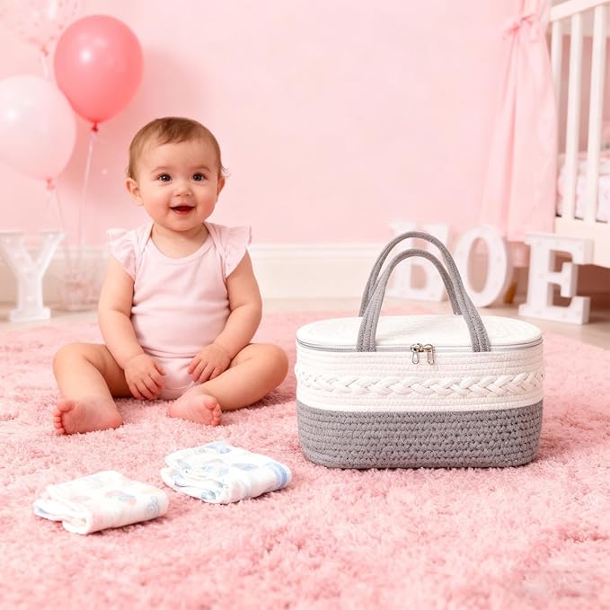 Baby Shower Gift Bag, Portable Waterproof Material, 37x26x18.5cm, Nursery Storage Basket, Stroller Organizer Bag, Multi-Pocket Organization, for Travel Car Outdoor Bathroom Bedside Picnic Parent