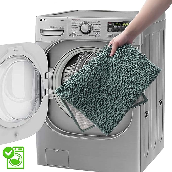 2 Piece Bath Rugs for Bathroom Non Slip - Soft Plush Shaggy Mats Floor, Indoor Entryway Extra Soft Chenille Bath Mat Absorbent Bathroom Rug