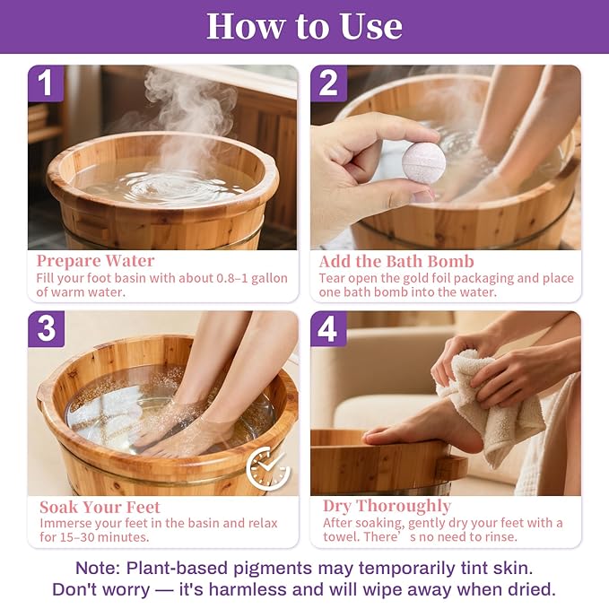 12PCS Foot Bath Bombs - Rose Lavender Aromatherapy Foot Bath Soak Individually Wrapped with Sea Salt for Dry Cracked Feet Softener Exfoliator Odor Home Spa Essentials Pedicure Supplies