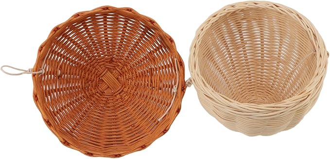Rattan Storage Basket Mushroom Shape Decorative Woven Fruit Basket Wall Hanging Storage Basket with Lid Photo Prop Room Decor