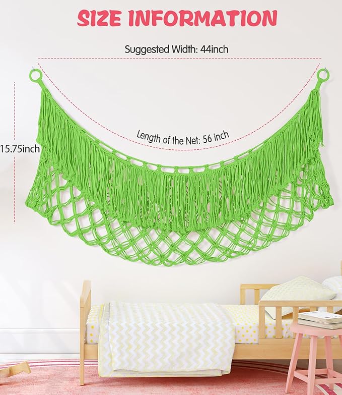 Stuffed Animal Hammock - Extra Large 56'' Long, Stuffed Animal Storage, stuffed animal Holder net, Hammock Large, Storage Hanging Organizer - Apple green