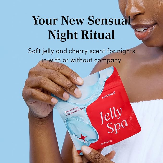 LACTOMEDI Jelly Spa Bath Bomb | Bath Slime for Couples | Romantic Cherry Scented Powder-to-Jelly Spa | pH-Balanced Formula with LACTO BVTC™ | 50g x 3EA