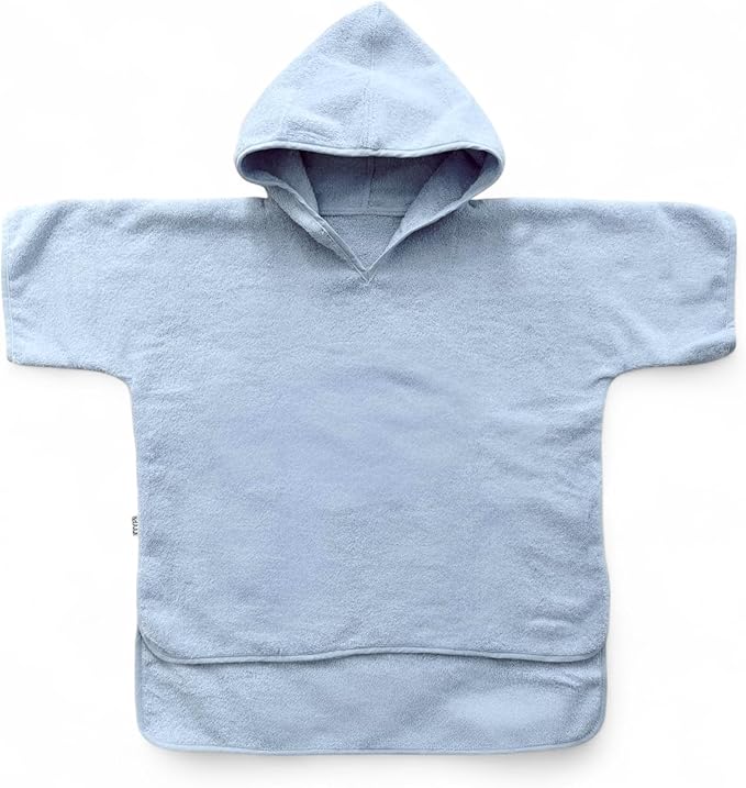Hooded Poncho Towel for Toddler Boy & Girl - 100% Soft Organic Cotton, Absorbent, Breathable, Lightweight. Ideal for Bath, Pool, Beach 2-3T (Blue, 2-3T)