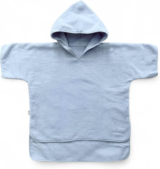 Hooded Poncho Towel for Toddler Boy & Girl - 100% Soft Organic Cotton, Absorbent, Breathable, Lightweight. Ideal for Bath, Pool, Beach 2-3T (Blue, 2-3T)