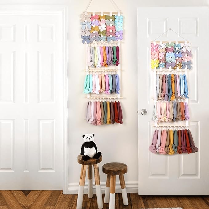 POVETIRE Headband Holder Hair Bows Organizer for Girls,Baby Headbands Hair Accessories Organizer Storage Wall Hanging Decor for Nursery Girls Room
