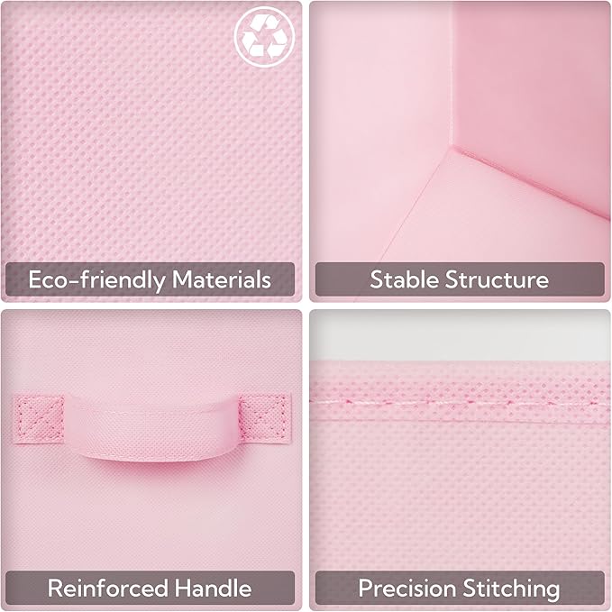 GRANNY SAYS Cube Storage Bins, 11 Inch Storage Cube Organizer, Collapsible Fabric Storage Cubes with Handle, Decorative Cube Storage Organizer for Shelves, Closet, Pink, 6-Pack