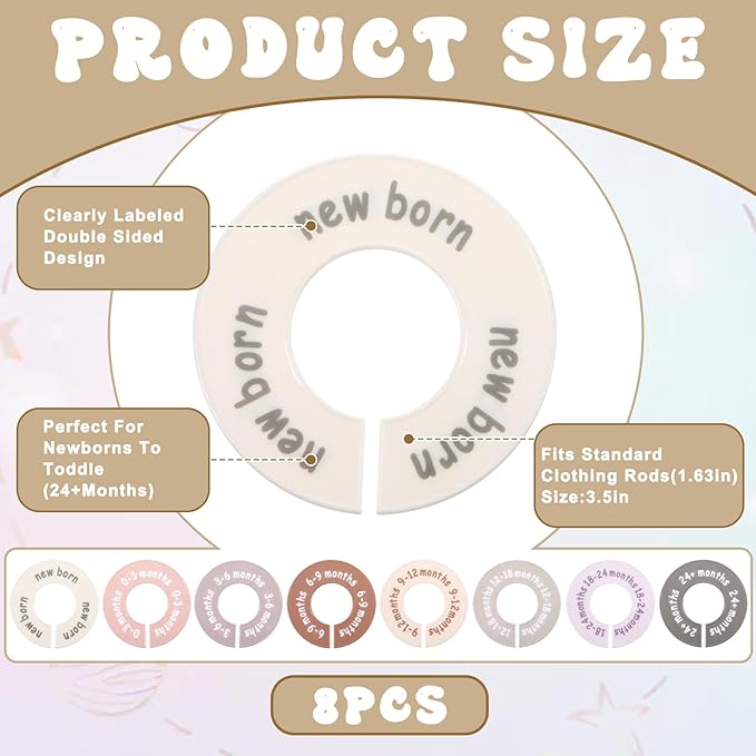 Baby Closet Dividers for Clothes Unisex Nursery Organizer Decor Clear Labels for Easy Sorting Fits Most Rods