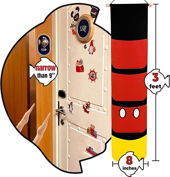 RUNROLE 8 Inch Felt Fish Extender - 4 Pocket, Narrow Width Fit by Cabin Door, HTV Friendly, Easily Customize, 2026&2027 FE for Gift Exchanges and Pixie Dust, Cruise Essentials