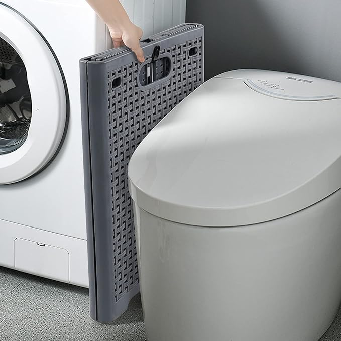 40 L Plastic Collapsible Laundry Hamper, Plastic Dirty Clothes Basket, Gray, Pack of 2