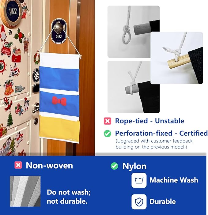 Fish Extender for Disney Cruise, 3-Pocket Hanging Organizer,Cruise Door Gift Holder，Must Have with Pixie Dust Gift Holder (2025 Edition)