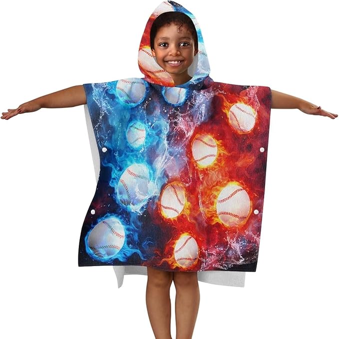 Baby Bath Towel Hooded Ultra Soft Towel Highly Absorbent for Babies Toddler Infant Fire Baseball Hooded Bath Towel Wrap