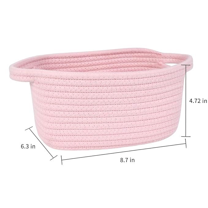 ABenkle Small Storage Basket, Mini Basket, Cute Tiny Cotton Rope Woven Baskets, Shelf Storage, Boho Decorative Toy Storage Bin Gift Baskets