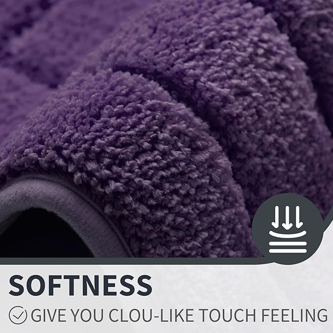 GRANNY SAYS Bathroom Rugs Non Slip Washable, Soft Bath Mats for Bath, 16" x 24", Super Absorbent Bath Mat Small Rug, Shaggy Bathroom Floor Mat, Tub and Shower, Purple