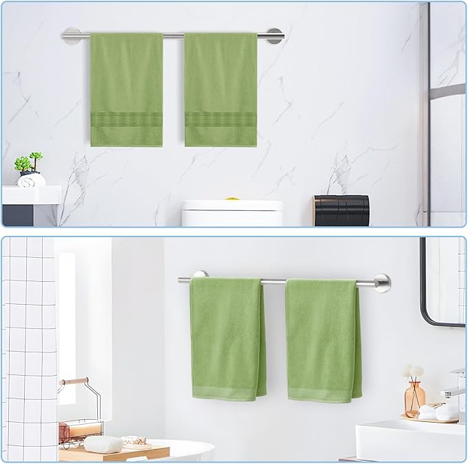 24 Inch Brushed Nickel Towel Bar for Bathroom Wall, SUS304 Stainless Steel Bathroom Towel Rack Wall Mounted, Total Length 26-Inch Shower Towel Holder Rod, Modern Home Decor