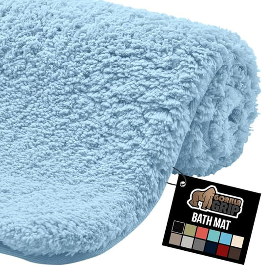 GORILLA GRIP Bathroom Rugs, Ultra Soft Absorbent Mat, Thick Plush Bath Rug, Machine Washable, Microfiber Quick Dry, Mats for Shower, Bathtub and Floor, Home Decor Accessories, 24x17, Sky Blue