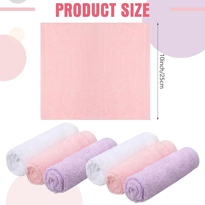 Newwiee 40 Pcs Wash Cloth Bulk Cotton Bath Hand Face Washcloths Soft Quick Drying Towel for Women Bathroom Washing Body Viscose Fiber Multipurpose Fingertip Rags (10 x 10 Inch,White, Purple, Pink)