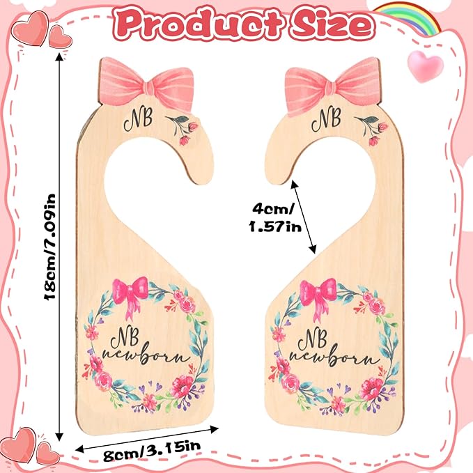 8Pcs Baby Closet Dividers Double Sided Baby Clothes Dividers Beautiful Wooden Nursery Clothes Size Hanger Organizer Minimalist Cute Design Decor Cloth Hanger Divider for Cloth Organizer