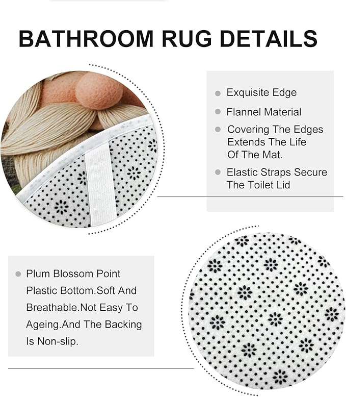 4PCS St.Patrick's Day Gnome Bathroom Accessory Sets with Non-Slip Rug, U Shape Toilet Lid Cover Mat, Wool Felt Style Leprechaun Shamrocks Bathroom Decoration 72''x72''