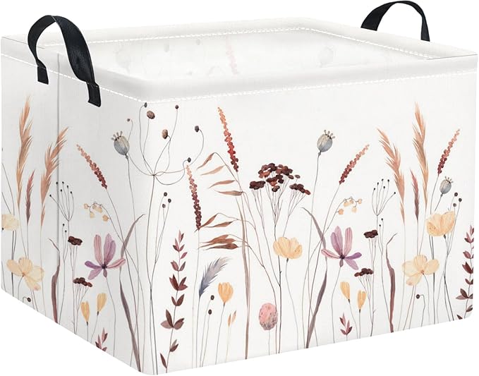 HIYAGON Rectangular Baby Girl Basket Kids Baby Storage Basket Toy Storage Bin Organizer Box Room Decor(Autumn Flowers)