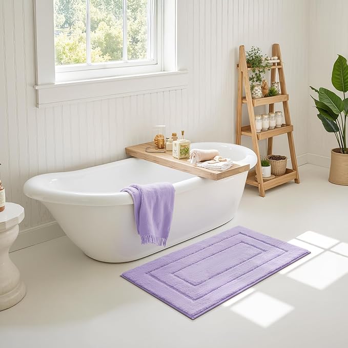 GRANNY SAYS Bathroom Rugs Non Slip, 16" x 24", Bath Rugs for Bathroom Washable, Bath Mats for Floor, Microfiber Bath Mat for Tub, Absorbent Bath Rugs for Shower Room, Lilac