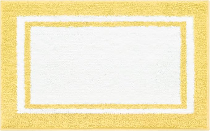 GRANNY SAYS Microfiber Bathroom Rugs Non Slip Washable, Water Absorbent Bathroom Mats for Tub Non Slip, Soft Bath Mats for Floor & Shower, Bath Rug, 16" x 24", Black Bath Rug, Yellow