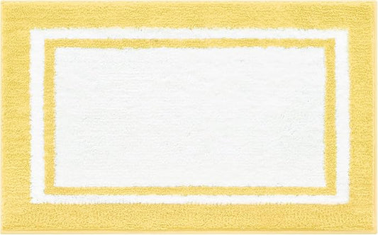 GRANNY SAYS Microfiber Bathroom Rugs Non Slip Washable, Water Absorbent Bathroom Mats for Tub Non Slip, Soft Bath Mats for Floor & Shower, Bath Rug, 16" x 24", Black Bath Rug, Yellow