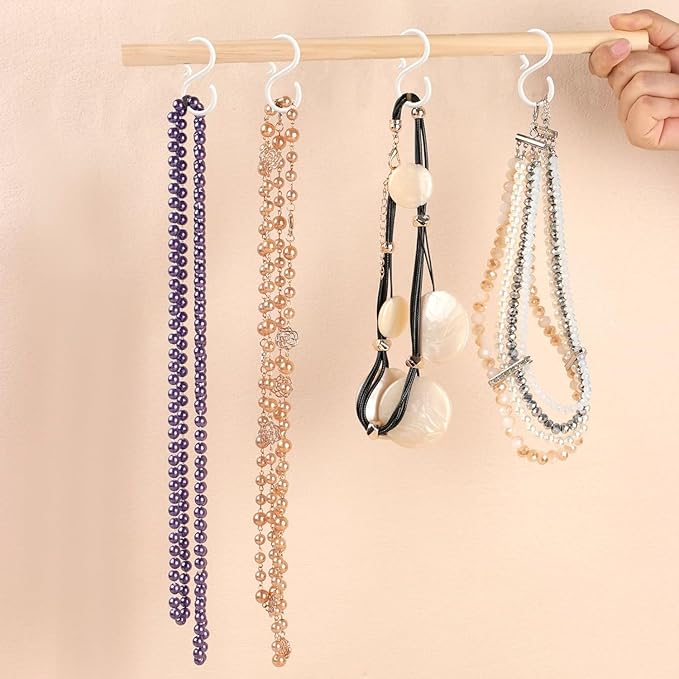 20 Pack 2.5 Inch Rubber Plastic S Hook for Hanging Baby Headband Hair Accessories Baby Bib NecklaceJewelry Hat Holder (White-20PCS)