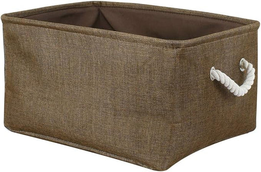 uxcell Fabric Storage Basket with Dual Handles, Collapsible Storage Bins for Toys Laundry Clothes Storage, Home Organizer for Bedroom Office Closet Chocolate Color Large