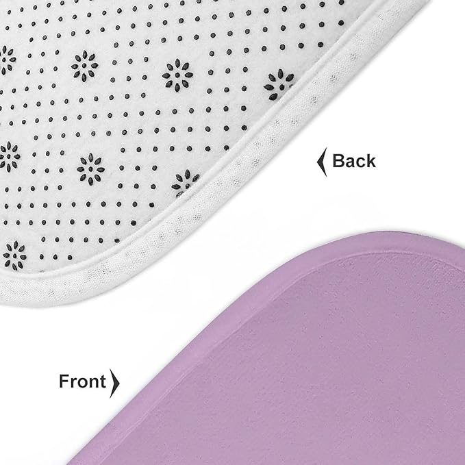 3 Pieces Bath Rug Sets, Purple Lilac Trend Color Bathroom Mat Set Non Slip U Shaped Contour Rug & Toilet Lid Cover