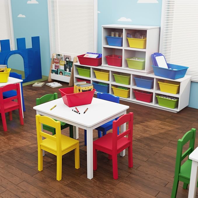 Humble Crew Toy Storage Bins for Kids, Set of 4, Primary Colors, Small - Sturdy, Colorful Plastic Storage Bins for Classroom, Playroom, Nursery, and More - Premium Toddlers Toy Organizer Bins