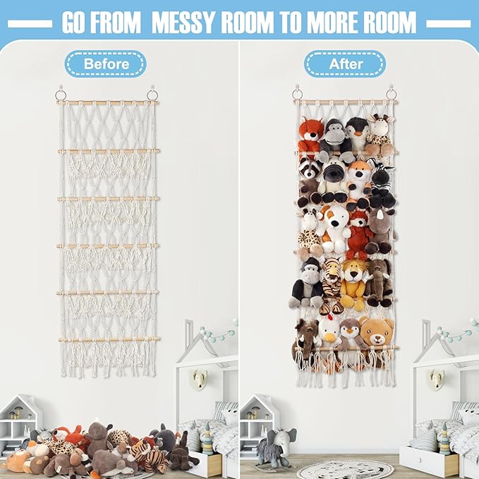 Stuffed Animal Net or Hammock Handmade Hammock Net for Stuffed Animals Corner Wall Hanging for Storage Organizer Holder for Small Stuffed Animal Net