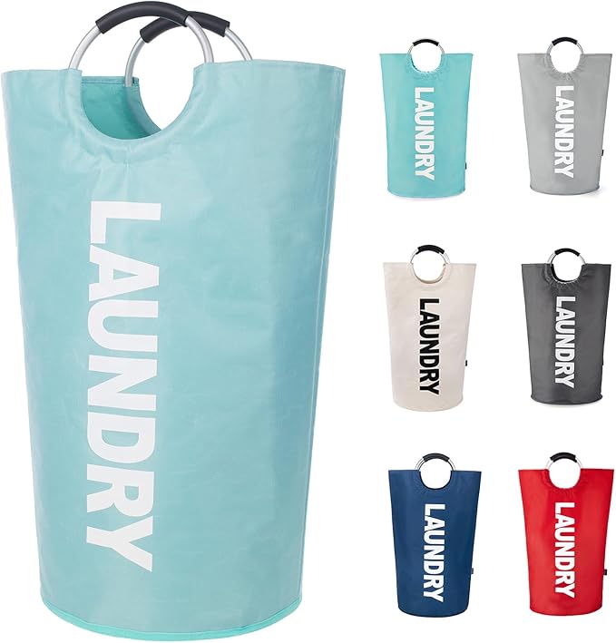 Twira 125L Pro XX-Large Laundry Baskets, Laundry Hamper Stands Up Well, Laundry Bag with Padded Handles, Waterproof Laundry Basket Collapsible, Clothes Hamper for College, Bathroom (Light Blue)