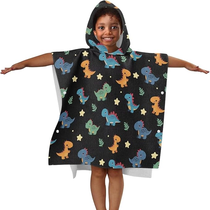 Hooded Bath Towels for Boy Girl Shower Beach Pool Dinosaur Stars Large Towel Wrap Ultra Absorbent Toddlers Shower Decorations for Babies Toddler Infant